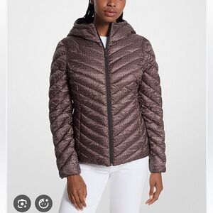 MK Michael kors puffer jacket packable ZZ XS brown leopard inside